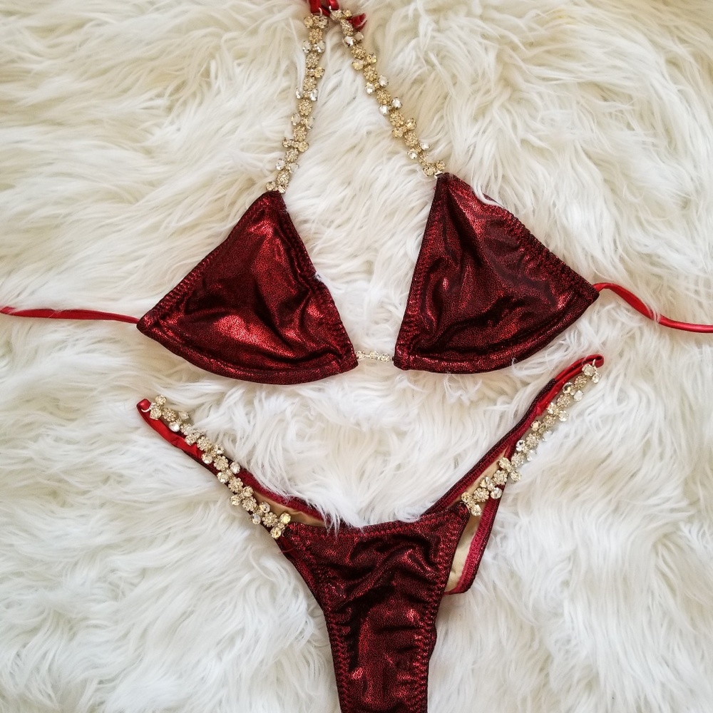 Dark Red Crystal Competition Suit